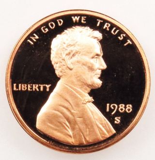 1988 S Deep Cameo Proof Lincoln Memorial Cent Penny (b02) photo