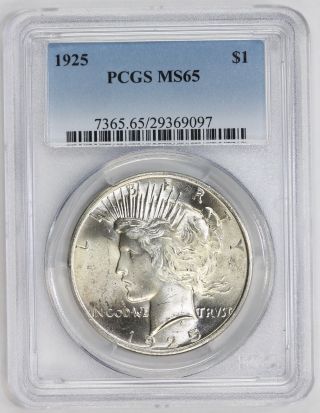 1925 Peace Silver Dollar Ms 65 Pcgs (9097) photo