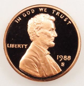 1988 S Deep Cameo Proof Lincoln Memorial Cent Penny (b04) photo