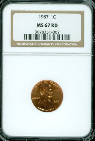 1987 Lincoln Cent Ngc Ms67 Red Pq photo