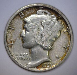 1927 D Mercury Silver Dime 10c Better Date Ef Extra Fine Xf photo