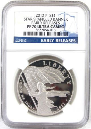 2012 Star Spangled Banner $1 Silver Proof Pr70 Ucam Ngc Early Realeases photo