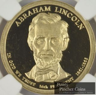 2010 - S Abraham Lincoln Presidential Dollar Ngc Pf - 69 Ucam Ultra Cameo photo