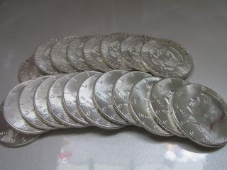 Us Silver Half Dollars[full Roll]1964 - D Unc Kennedy ' S,  Luster And 90%silver photo
