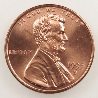 1995 D Uncirculated Lincoln Memorial Cent Penny (b02) photo