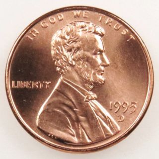 1995 D Uncirculated Lincoln Memorial Cent Penny (b04) photo