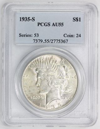1935 S Peace Silver Dollar Au 55 Pcgs (5367) photo