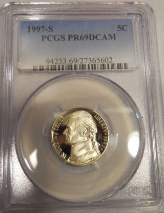 1997 - S Jefferson Nickel 5 Cent Pr69dcam Pcgs Proof Certified Item:20d photo