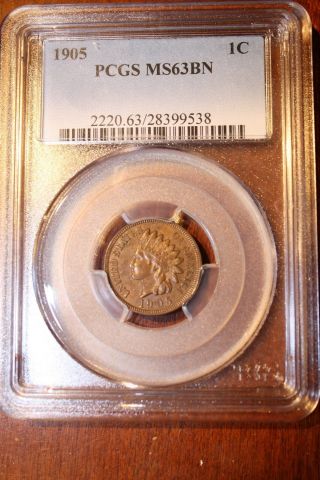 Pcgs 1905 Indian Cent Ms63bn,  Value Grade photo