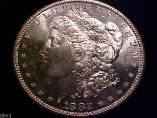 1882 - S Morgan Silver $1 Dollar Bright Near Flawless Gem Bu My02 photo