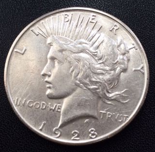 1928 S Peace Silver Dollar Coin Estate Liquidation Au ++ Better Date photo