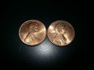 Xf 1989 - P & 1989 - D Lincoln Memorial Cents - Pennies Error photo