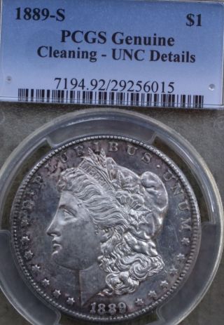 1889 S Morgan Dollar Pcgs Details Unc/cleaning photo