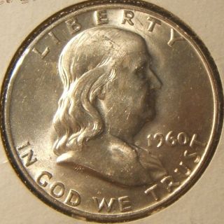 1960 - D Franklin Half Dollar Silver Ms - Bu Unc Beauty photo