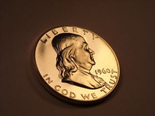 1960 Gem Proof Silver Franklin Half Dollar Coin photo