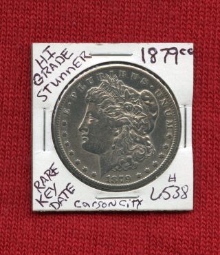 1879 - Cc Morgan Silver Dollar Coin 6538 $hi - Grade Us Mint$rare Key Date$ photo
