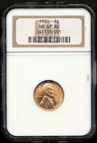 1936 Lincoln Cent Ngc Ms67rd photo