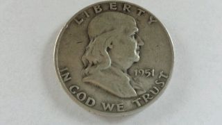 1951 D Us Franklin Half Dollar 90% Silver photo