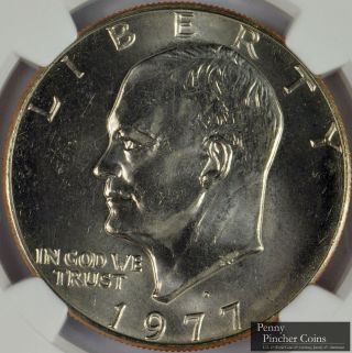 1977 - D Eisenhower Dollar Ngc Ms - 64 Unc Lustrous Uncirculated Large Ike Dollar photo