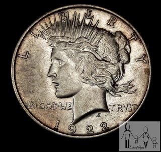 1922 D About Uncirculated Au Peace Silver Dollar 1$ Us Coin photo