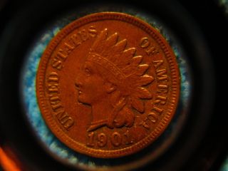 Coin 1901 Indian Head Cent In About Uncirculated photo