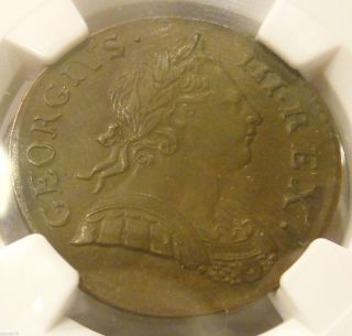 1772 Georgivs Iii Rex 1/2 Penny (ngc Graded) Britan Nia Au 53 Bn photo