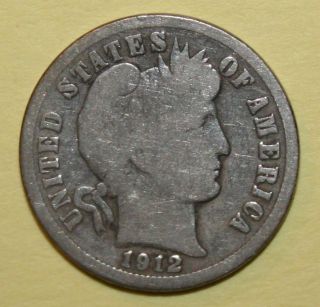 1912 - D Us Barber Silver Dime In photo