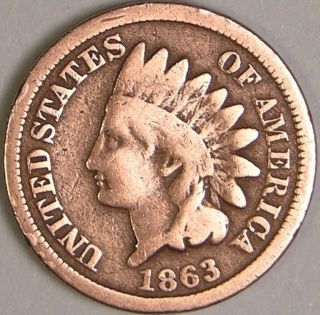 1863 Indian Head Penny,  Jc - 273 photo