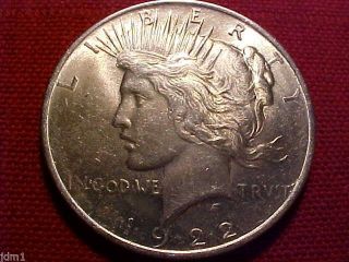 1922 - P Peace Silver Dollar $1 Bright Lustrous Sharp Choice Bu Fe07 photo