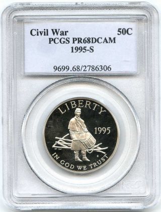 1995 S Pcgs Pr68 Dcam Civil War 50c Half Dollar Proof Civil War Deep Cameo photo