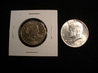 1969 D Kenndy Half Dollar 50 Cents.  400 Silver - - 1979 Susan B.  Anthony Do photo