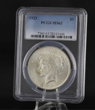1923 Pcgs Ms63 Peace Dollar - Graded Silver Investment Certified Coin $1 photo