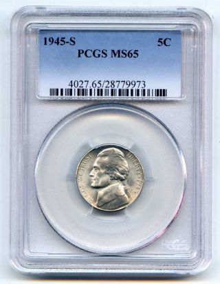 1945 S Pcgs Ms65 5c Jefferson Nickel photo