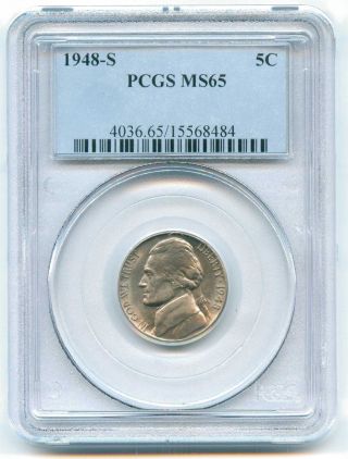 1948 S Pcgs Ms65 5c Jefferson Nickel photo