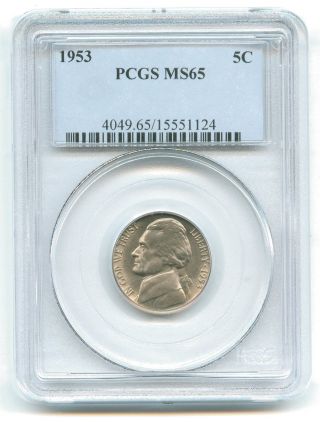 1953 Pcgs Ms65 5c Jefferson Nickel photo