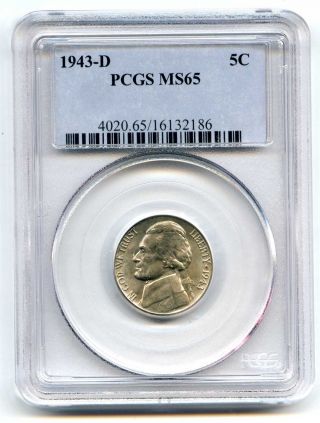1943 D Pcgs Ms65 5c Jefferson Nickel photo