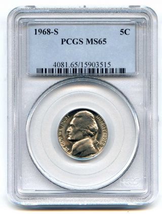 1968 S Pcgs Ms65 5c Jefferson Nickel photo