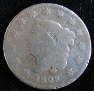 1828 Us Large Cents Coronet Head One Cent Copper Coin From Estate photo