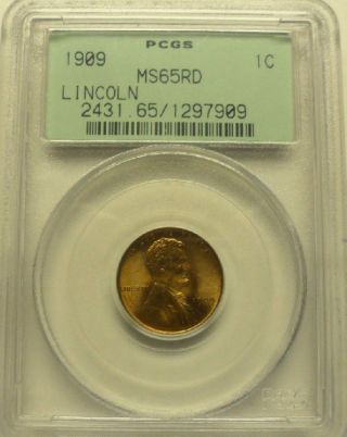 1909 - P Lincoln Wheat Cent Pcgs Ms 65 Red Ogh photo