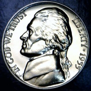 1955 Gem Proof Jefferson Nickel.  05 Us Coin 100% Flashy Blazing Coin 1 photo