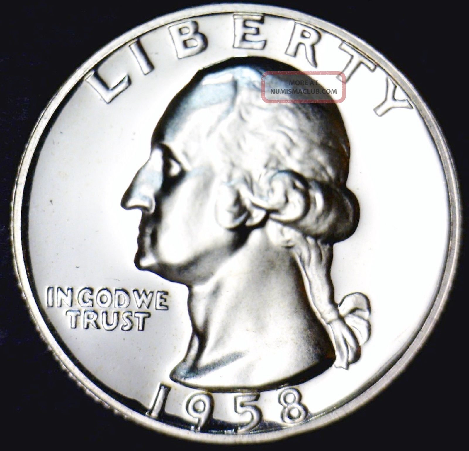 1958 Gem Proof Washington Silver Quarter Flashy White Bold Struck Prf