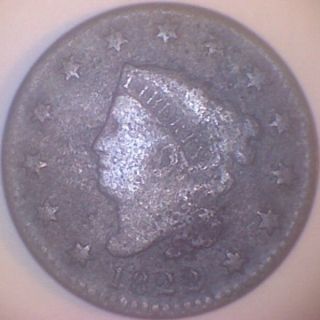 1822 (vg) Coronet Large Cent photo