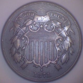 1871 (vf) Two Cent Piece photo