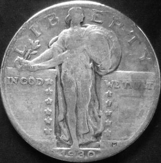 1930 Standing Liberty Quarter 90% Silver Coin. photo