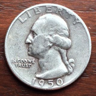 1950 D/s D Over S Scraped Mintmark Error Coin Washington 90% Silver Quarter 25¢ photo