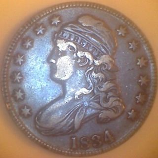 1834 (vf) Capped Bust Half Dollar,  Large Date,  Small Letters photo