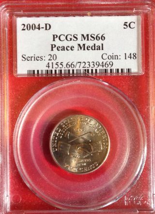 2004 - D Pcgs Ms66 Peace Medal Jefferson Nickel : Numicorp : photo