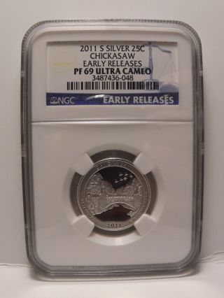 2011 - S Chickasaw Silver Atb Quarter Ngc Pf69 Ultra Cameo,  Early Releases photo