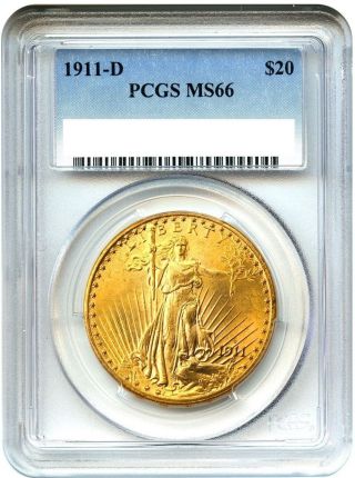 1911 - D $20.  00 Saint Gaudens Double Eagle - Pcgs Ms66 photo