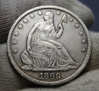 1869s Seated Liberty Half Dollar.  Key Date Only 656,  000 Minted (1622) photo